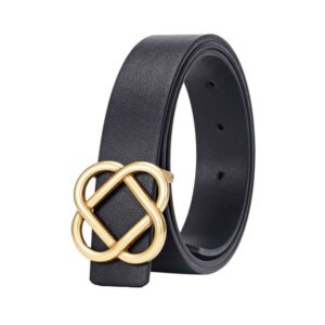 Elegant Black Leather Waists Band with Buckle Closure