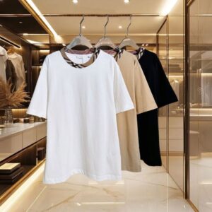 High quality designer polo men's T-shirt classic top plaid round neck short sleeved shirt