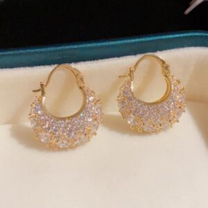 Luxury Earrings pearl Ear hoop 18k Gold Plated Zirconia Earrings for Women Earrings Wedding Party Jewelry
