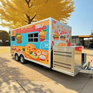 Food Truck for Sale Stainless Steel Custom Mobile Coffee Shop Kitchen Fast Food Vending Cart US Standard Trailer