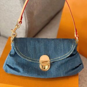 Designer blue denim vintage bag fashionable shoulder bag women's handbag travel bag patterned underarm bag printed money bag roaming bag