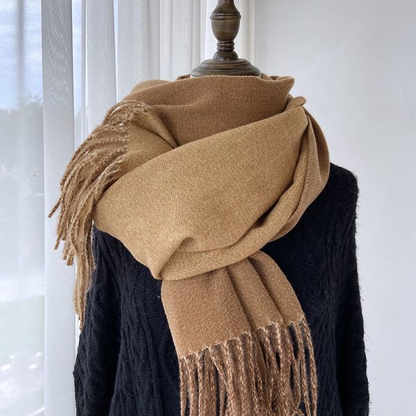 Solid color macaron imitation cashmere warm scarf --887015