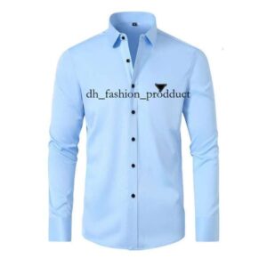 praded Designer men's shirt classic prafa men's long sleeved padel T-shirt men's polo shirt men's business casual shirt luxurious fabric simple style cf3