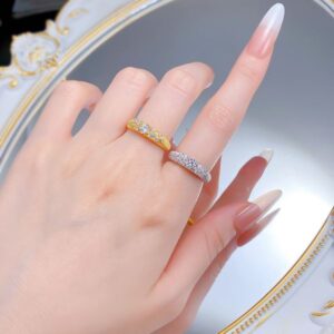 S925 Sterling Silver Gold Plated Starry Sky Ring, Elegant Luxury, Minimalist, Unique, High-end, for Special Occasions.