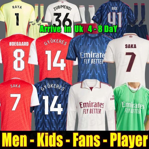 Nwaneri SALIBA RICE HAVERTZ 25 26 SAKA soccer jerseys 2025 football shirt Men Kids kit ODEGAARD ZUBIMENDI Lewis Skelly RAYA Women RUSS0 MADUEKE Gyokeres Long sleeves