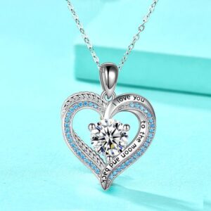 Luxury Customizable I Love You Heart Shaped Neckpiece Featuring Sparkling Cubic Zircons