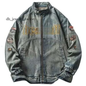 Fashionable Gentlemans Retro Motorcycle-style Zipper Jacket for Men Loose Stand-up Collar Denim Jacket for Autumn Men Jacket 250729 dca