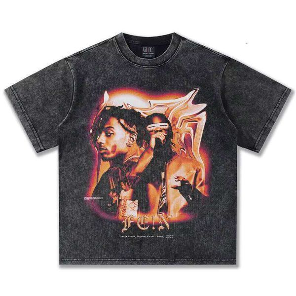 Clothing Manufacturer Washed Printed Letter 100% Cotton 280g Short Sleeve Fashion O-neck T-shirt