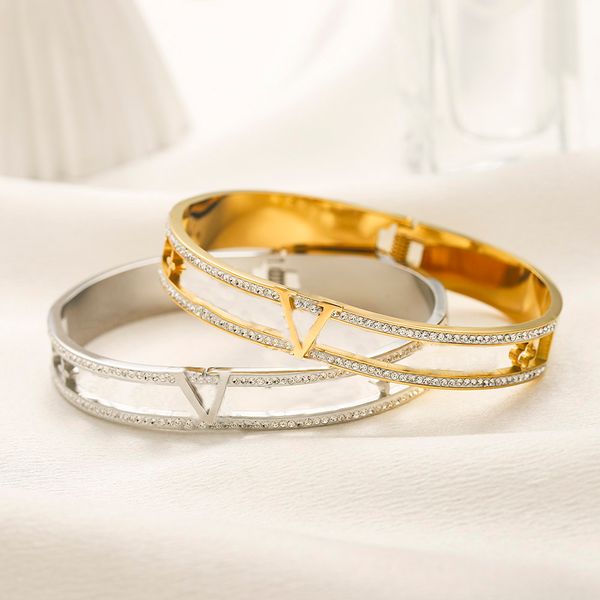 Designer Bracelet Luxury Bangle 18K Gold Plated Silver stainless steel Diamond for Women Bracelets Jewelry Gift