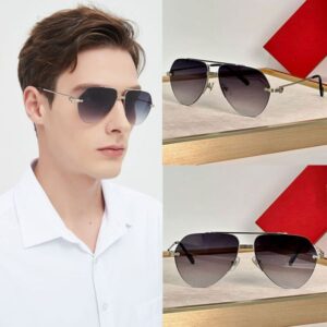 Mens Luxury Designer Pilot Sunglasses 0427 Mens Retro Half Frame Emblem Classic Designer Black Frame UV400 Protective Lens Glasses with Original Box Bag