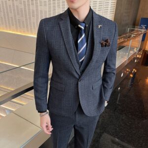 H392 Men's Business Casual Suit Plus Size Wedding Dress Formal Suit