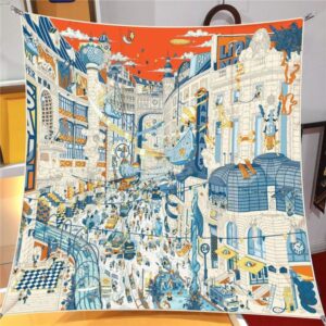 Womens Textured Silk Square Scarf – Elegant Rolled Edge Shawl (90×90 cm)