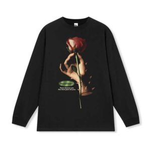 American Street Print Short Sleeve Thorn Rose DIY Cross-Border Heavy Washed Vintage Gym Occasion 280G T-Shirt