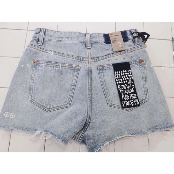 Ksubi Jerans Denim Shorts Women's Light Blue High Waisted Loose Thin With Holes And Tassels Summer Sexy Hot Pants 331 e9