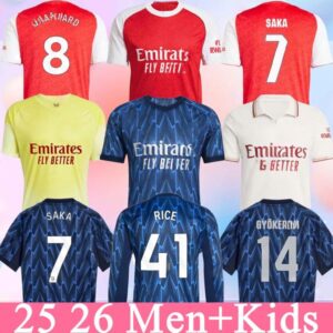 25 26 SAKA Soccer Jerseys ODEGAARD RICE HAVERTZ NWANERI MARTINELLI Calafiori NKETIAH SALIBA TROSSARD JESUS Football Shirt Kids Child Training Kit uniform shirts
