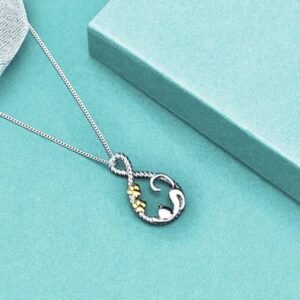 Women's Charming Cats & Flowers S925 Solid Silver Chain Accessory