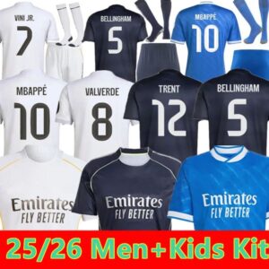 25 26 BELLINGHAM Soccer Jersey 10 MBAPPE 2025 2026 TRENT HUIJSEN VINI JR Fan Player version Football shirts uniform sleeved