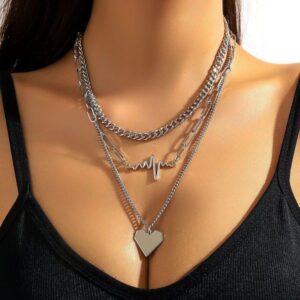 Sophisticated Heartbeats Themed Necklace for Her Featuring a Delicate Alloy Construction