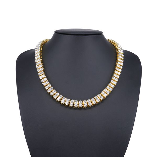 TEMU Hot Selling 10mm Diamond-Studded Alloy Cuban Link Chain for Men, Stylish Rapper Hip Hop Necklace