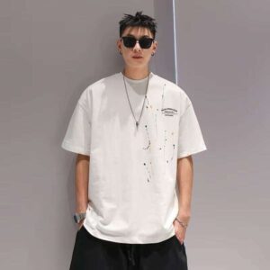 240g High-Quality Printed Letter Short Sleeve Men's Summer New Casual Loose T-Shirt