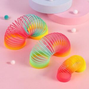 5/6.5/7.5CM Rainbow Circle Wholsale Antistress Spring Coil Plastic Folding Sport Game Child Funny Toy Kindergarten Classroom Gift