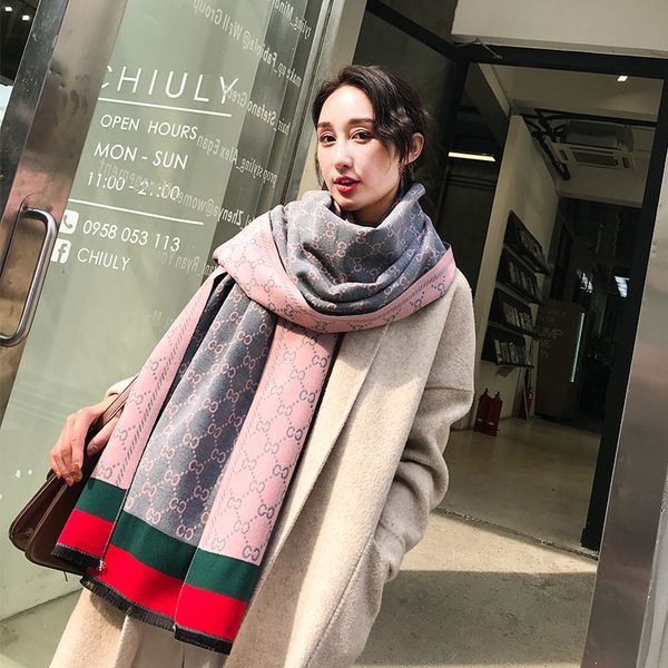 Designer Silk Scarf Air Conditioning Room Shawl Luxury Winter Scarves Female Student Imitation Cashmere Warm Scarf
