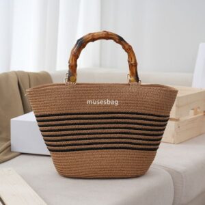 Fashion straw woven bag for women's beach bag designer luxury mini shoulder bag retro women's high-quality handbag versatile large capacity women's bag