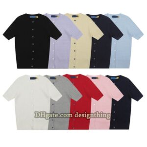 Women T-Shirt Designer Pony Cotton Cardigan Tee Slim Fit Short Sleeve Knitwear Button Style for Daily Look designer clothes women