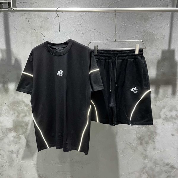 Men's Tracksuits Designer Embroidered lines reflective summer niche fashion T-shirt shorts sports suit
