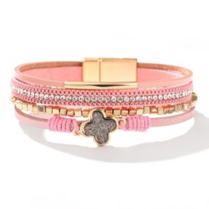 Instagram Baddie Bracelet: Boho Clover Diamond Layers