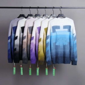 Off oversized clothing mohair sweaters men women sweatshirt black white embroidered sportswear designer sweater round neck pullover hoodie wool sweaters