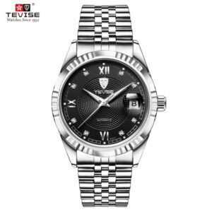 TEVISE Mechanical Watchs Men Waterproof Calendar Watch Leisure and Fashionable Stainless Steel Designer Mens Watch Luminous Automatic Wristwatch T012 629-003