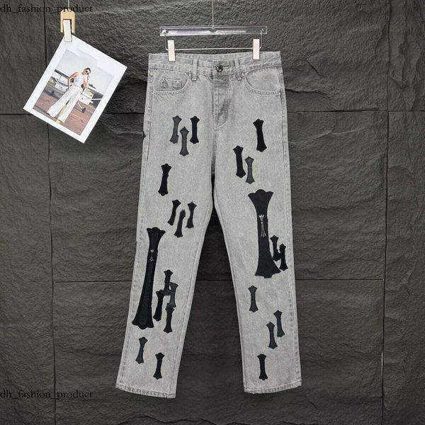 Chrome Jeans 25 Jeans New Men's Jeans Designer Make Old Washed Straight Trousers Letter Prints Long Style High Quality Luxury Jeans Motorcycle Cross Straight eb0