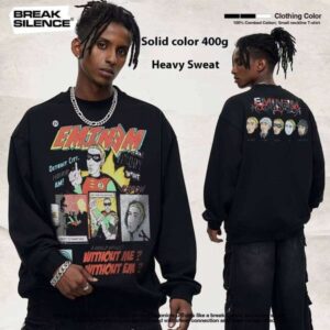 Am 210g Heavyweight Pullover Sweater Unisex Knitted Fabric Autumn Winter Cross-Cultural Sports Shirt