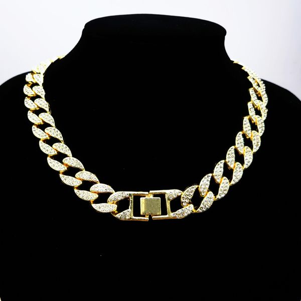 15mm Iced Out Cuban Link Necklace and Bracelet Set for Men Women Hip Hop Style Rhinestone Jewelry Wholesale for Streetwear & Party