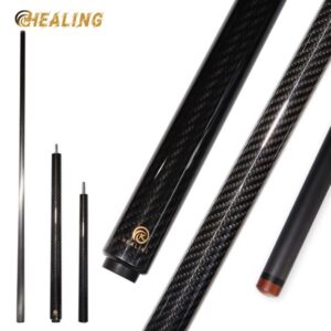 OKHEALING 3 Pieces Carbon Fiber Cue Break Jump Pool Cue Stick 12.9mm Bakelite Tip Uni-loc/3 Teeth Joint Length 58 in 20-22oz Weight Adjust Bright Black Billiard Stick