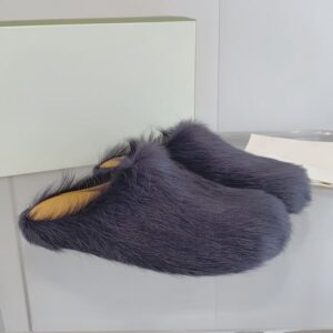 Luxury slippers for women men new designer shoes long-hair leather fashion shoes couple's solid color home casual shoes winter warm house shoes outdoor non-slip shoes
