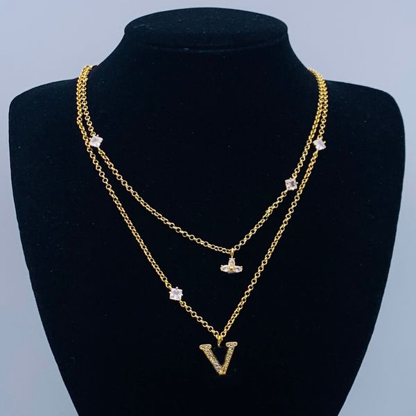 Women Luxury Choker Necklace Designer Brand Letter Flower Pendant Chain 18K Gold Plated Wedding Party Jewelry Gift