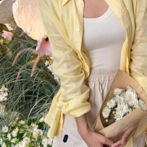 Women Long Sleeve Shirts Blouses Small Horse Design Loose Fit Tops Solid Color Unisex Shirts Designer Style Asian Size Matching Couple Outfit