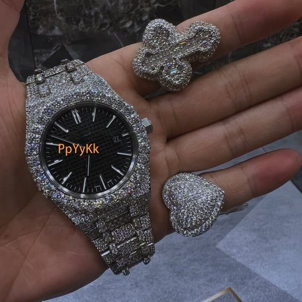 VVS Clarity Moissanite Watch Stainless Steel Iced Out Band High Quality Mechanical Timepiece Pass the diamond tester