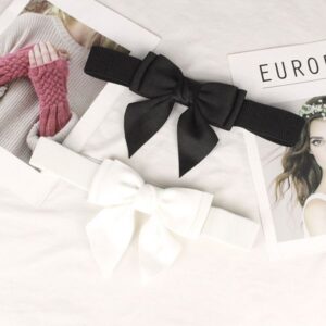Stylish Black Bow Embellished Wide Elastic Waistband for Dresses & Tops