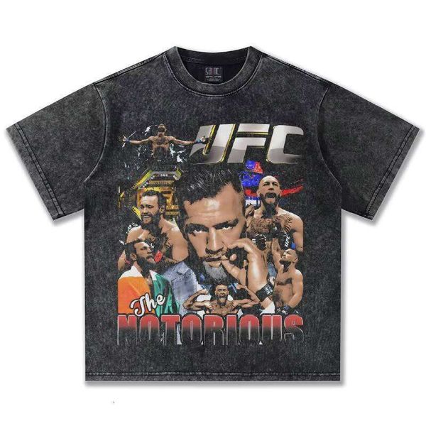 100% Cotton T-Shirt from USA, O-Neck, Light Washed, Oversized, Direct Print Boxing