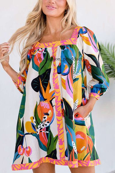 alemai dress Australian Fashion Dresses For Woman Linen Shirt Dress Flower Printed Summer Spring Skirt Elegant Slim Fit Long Linen Clothes S-Xl alemania dress 25a