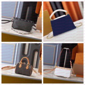 Ladies' Makeup Bag Fashionable And Luxurious One Shoulder Chain Bag Flip Cover Square Bag High-End Leather Bucket Bag Casual Travel