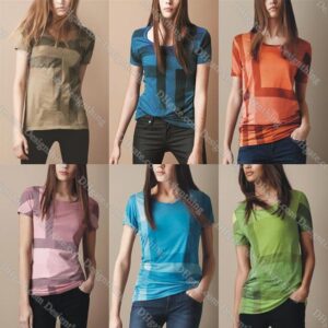 Trendy Diesele Color T Shirt for Women Designer Slim Fit Plaid Stripe Base Shirt Vintage Fashion Streetwear Casual Elegant Top for Daily Outfit