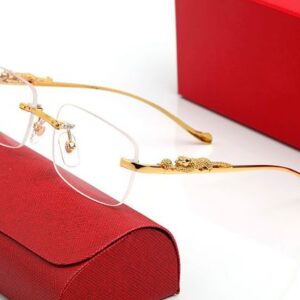 Fashion Designer Sunglasses For Women Vintage Mens Buffalo Horn Glasses Panther Gold Silver Metal Legs Rimless Sunglass Mens Travel Tour Eyeglasses Lunettes gafas