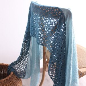 New spring and summer literary solid color hollow embroidery wool and cotton and linen scarf –836709