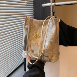 Designer Handbags: Large Capacity Faux Leather Bucket Shoulder Bag, Fashionable Commuter Underarm Bag for Women