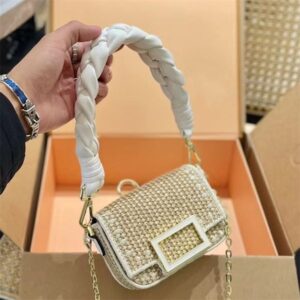 Woman Straw Crossbody Bag designer bag handbag Crochet Handle small mini chain bags cute purses flaps 10A