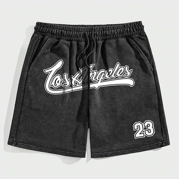 American Style Letter Print Casual Men's Trendy Vintage Hip-Hop Loose Fit Versatile Basketball Sports Five-Point Shorts